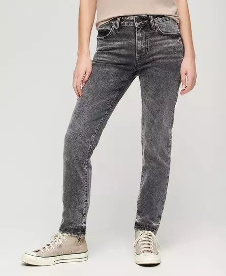 Superdry Women's Organic Cotton Mid Rise Slim Jeans Black / Echo Black -
