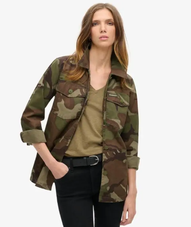 Superdry Women's Military Overshirt Green / Outline Camo - 