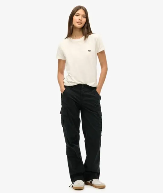 Superdry & Co Women's Low Rise Straight Cargo Pants Black / Washed Black - 