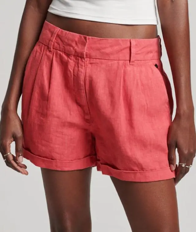 Superdry Women's Overdyed Linen Shorts Pink / Active Pink - 