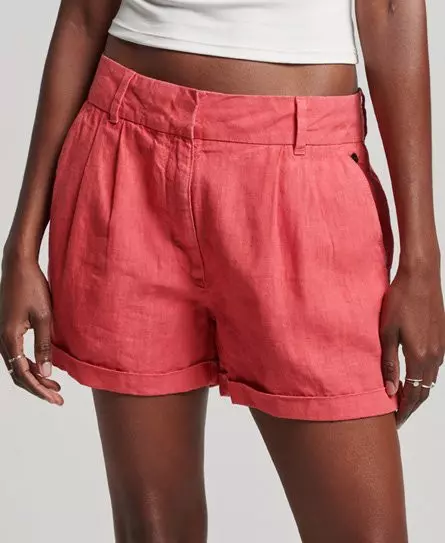 Superdry Women's Overdyed Linen Shorts Pink / Active Pink -