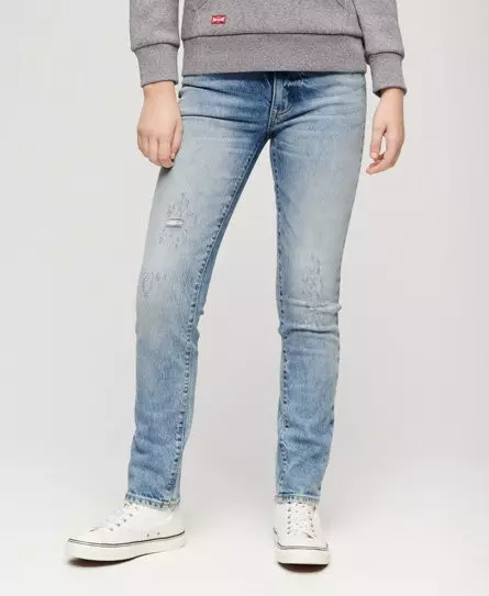 Superdry Women's Organic Cotton Mid Rise Slim Jeans Navy / Canyon Blue -