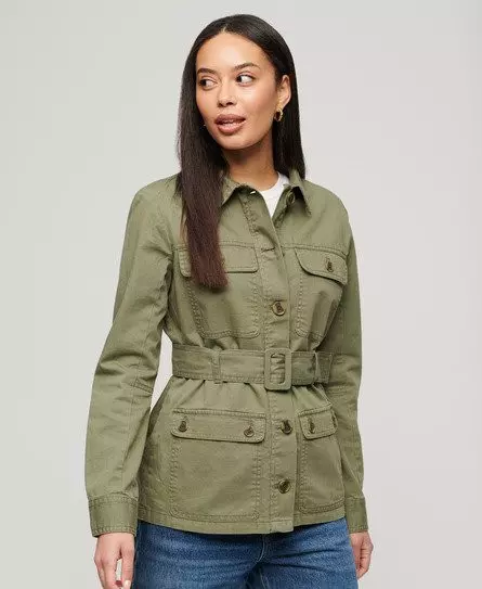 Superdry Women's Cotton Belted Safari Jacket Khaki / Wild Khaki -