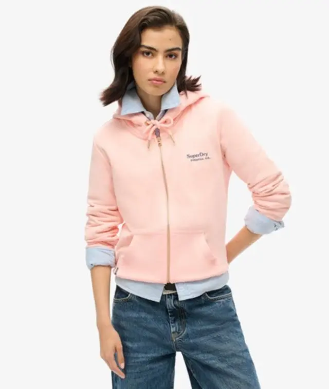 Superdry Women's Essential Logo Zip Hoodie Pink / Pale Rose Pink - 