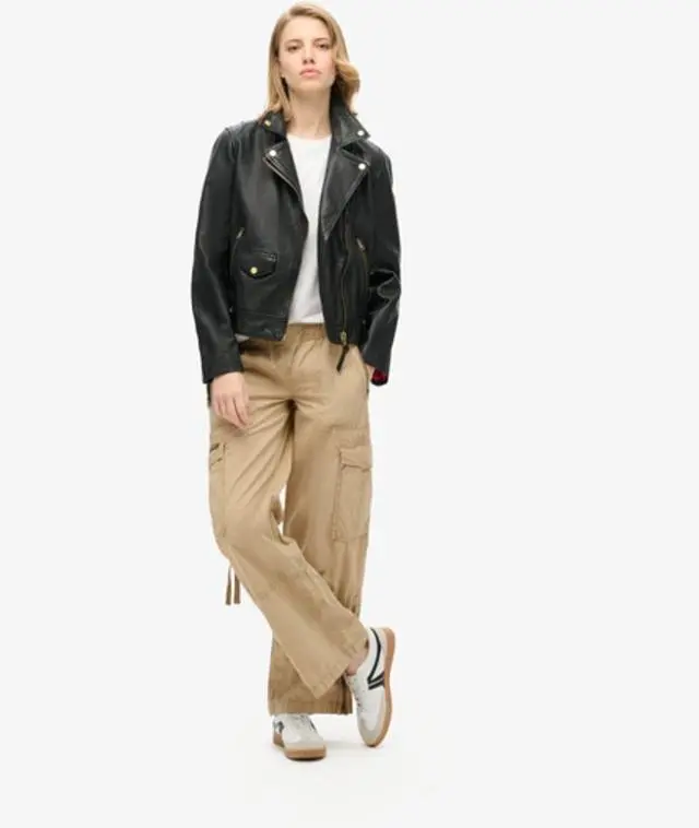 Superdry & Co Women's Vintage Low Rise Elastic Cargo Pants Brown / Stonewash Taupe Brown - 
