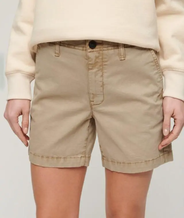 Superdry Women's Classic Chino Shorts Brown / Stonewash Taupe Brown - 