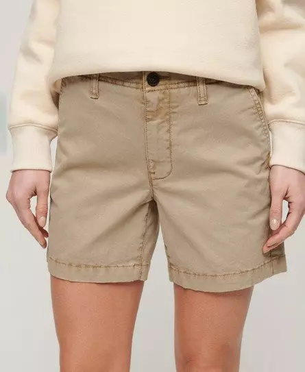 Superdry Women's Classic Chino Shorts Brown / Stonewash Taupe Brown -