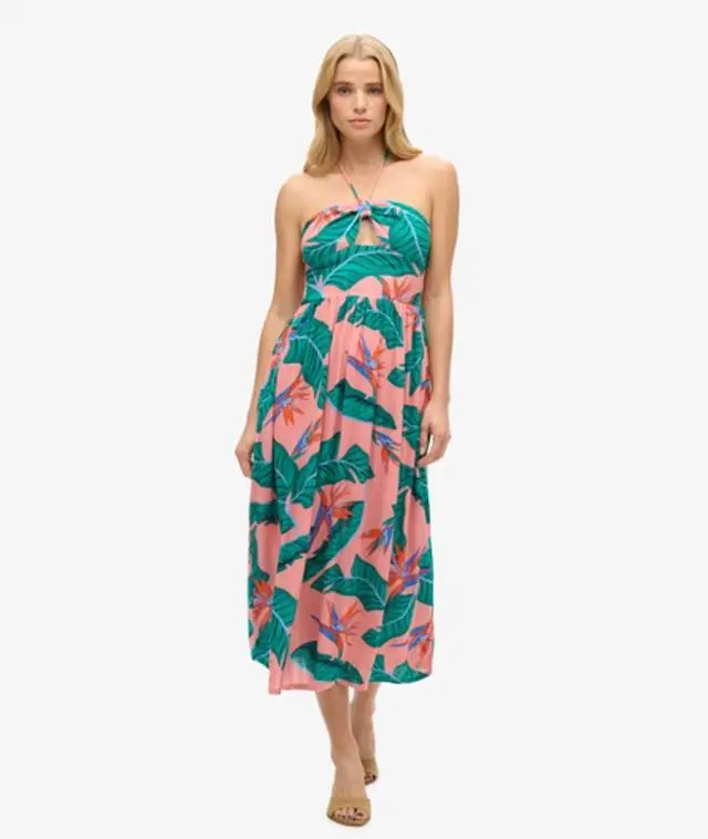 Superdry Women's Cut Out Midi Dress Pink / Paradise Pink - 