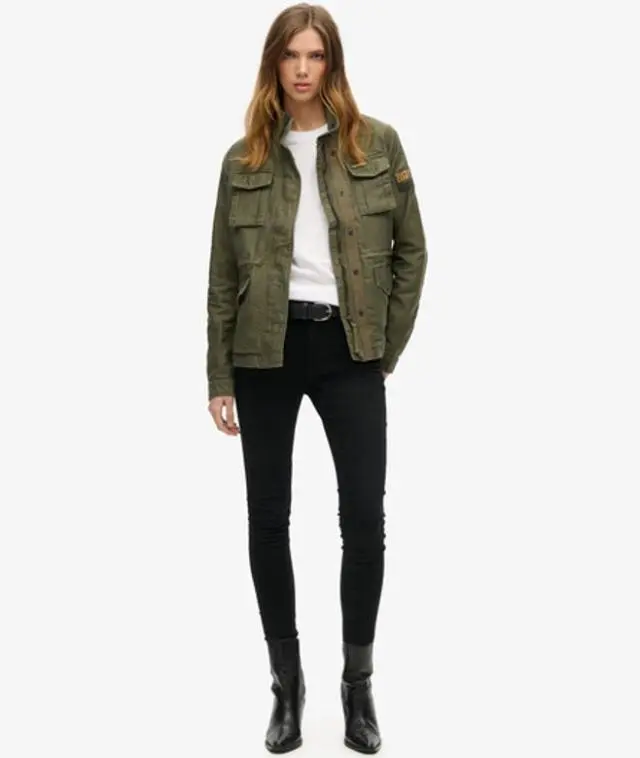 Superdry Women's Embellished Classic M65 Jacket Khaki / Washed Khaki - 