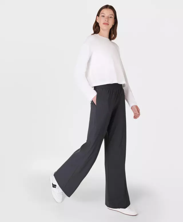 Sweaty Betty Explorer Wide Leg Track Trousers, Grey