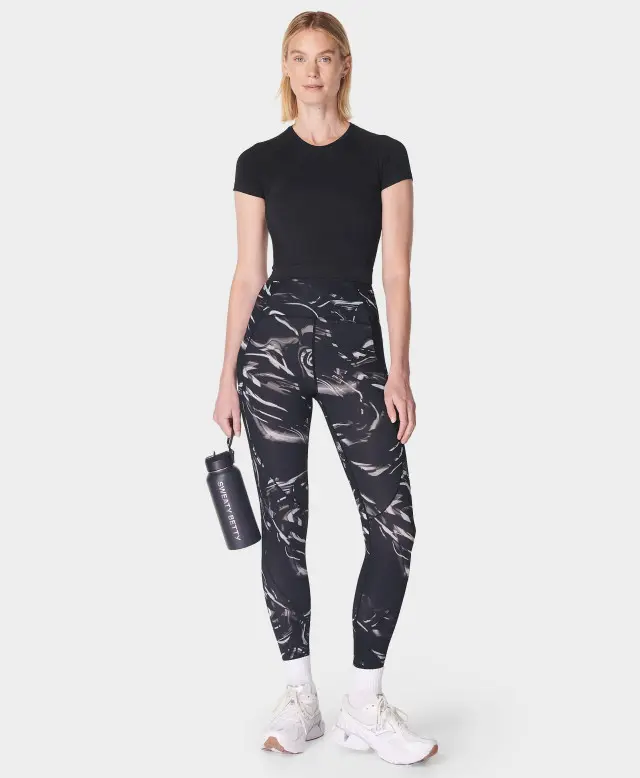 Sweaty Betty Rapid Run 7/8 Leggings, Black,Multi