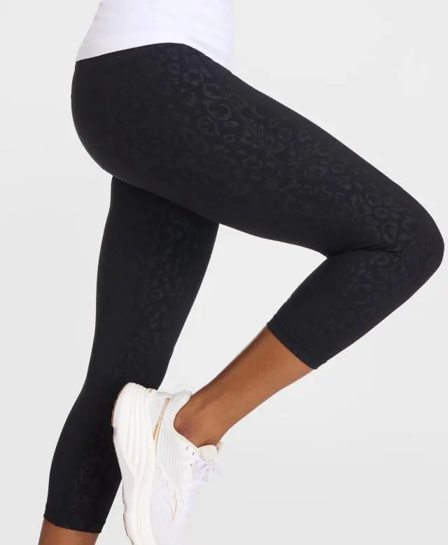 Power Cropped Embossed Gym Leggings