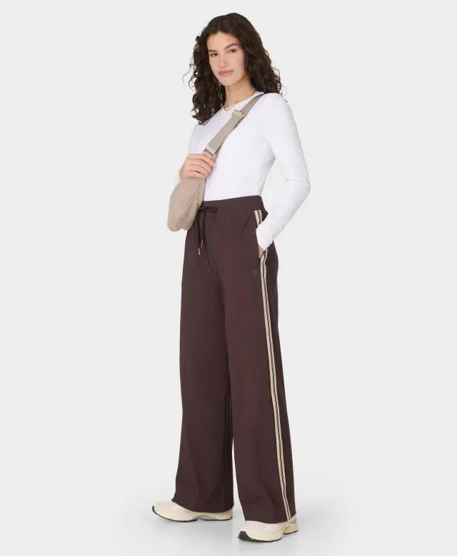 Sweaty Betty Explorer Side Stripe Wide Leg Trousers, Brown