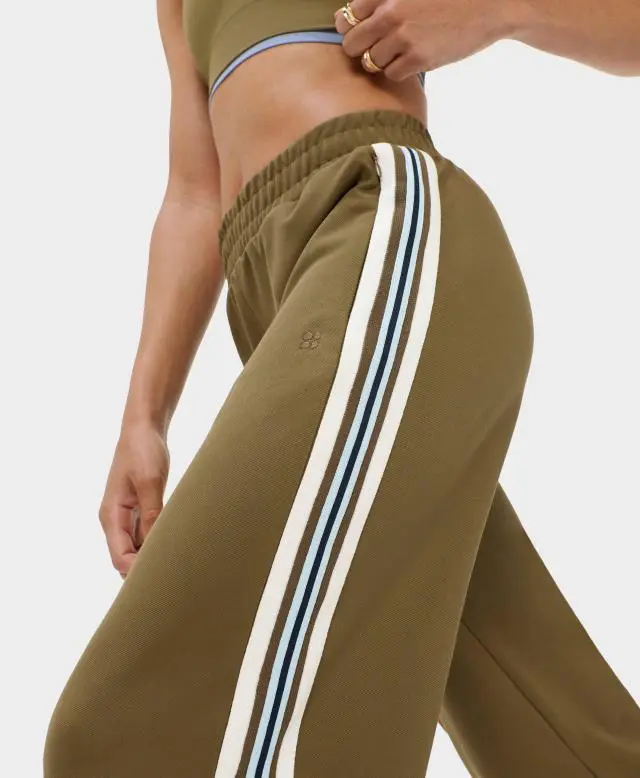 Sweaty Betty Linear Striped Wide Leg Trouser, Green