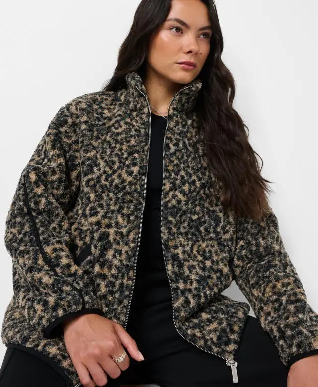 Sweaty Betty Plush Fleece Contrast Zip Up, Brown