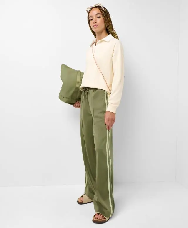 Sweaty Betty Revival Pintuck Side Stripe Long Wide Leg, Green