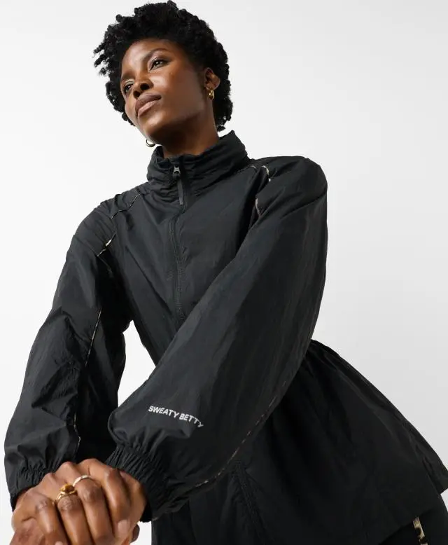 Sweaty Betty Ultimate Train Water Resistant Piping Jacket, Black