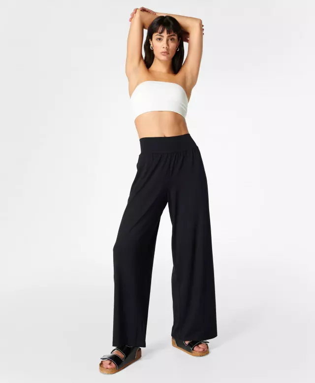 Sweaty Betty Modal Wide Leg Trousers, Black, Women's