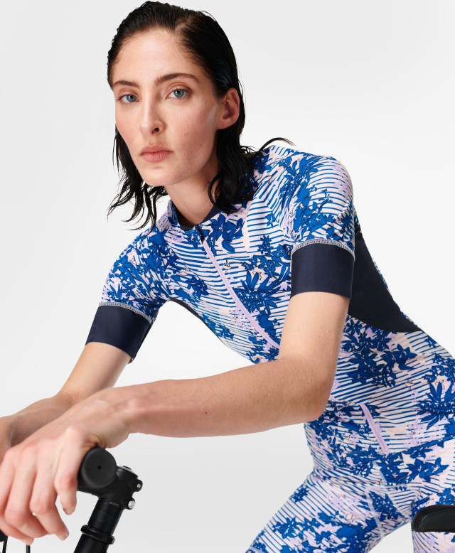 Sweaty Betty Cycling Short Sleeve Jersey, Blue, Women's
