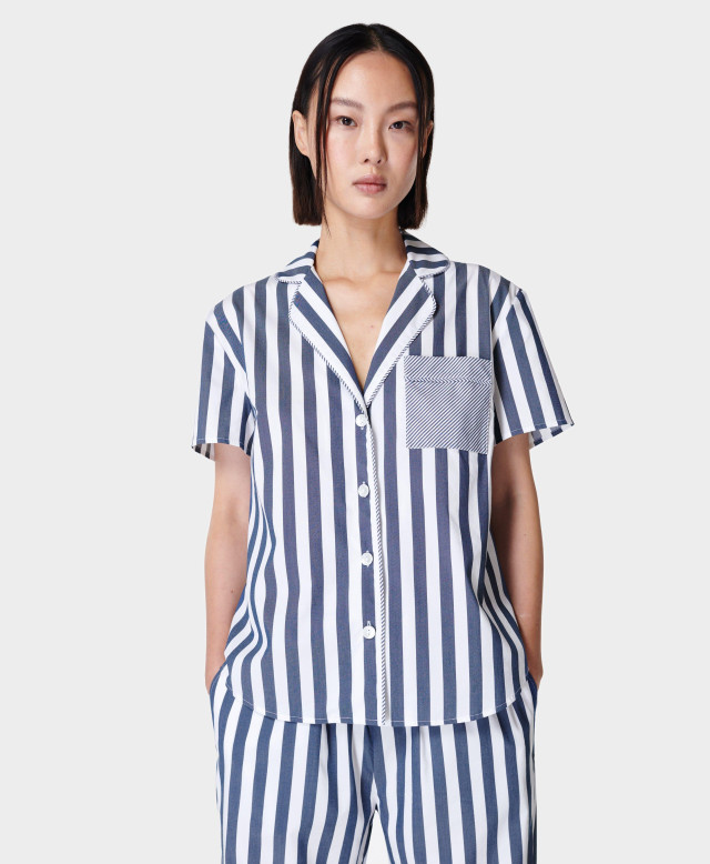 Sweaty Betty Restful Sleep Short Sleeve Shirt Powered by Brrr , Blue, Women's