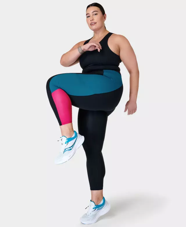Sweaty Betty Power UltraSculpt High-Waisted 7/8 Colour Block Gym Leggings, Black