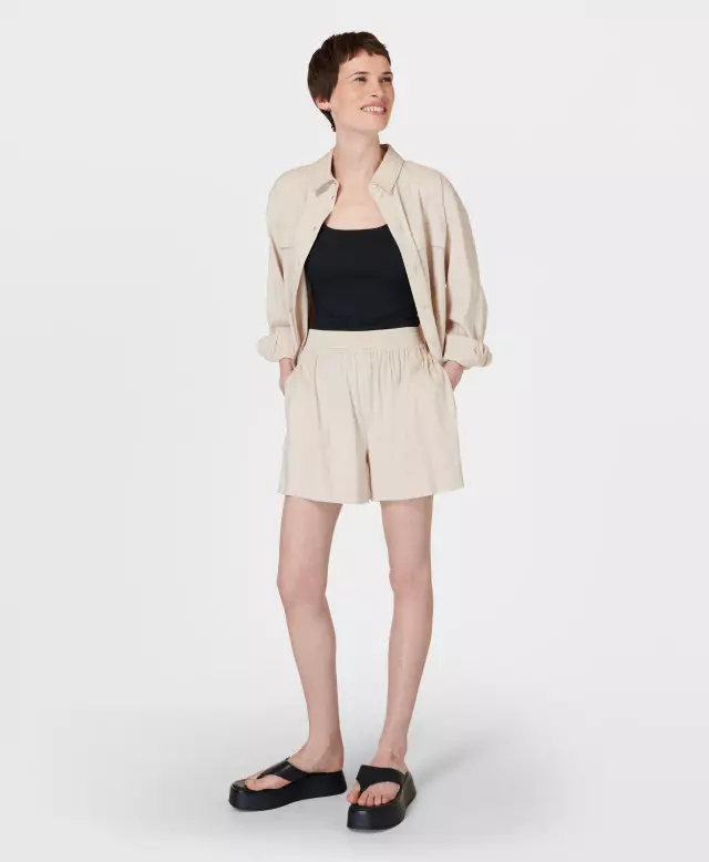 Sweaty Betty Summer Stretch Linen Shorts, Neutral