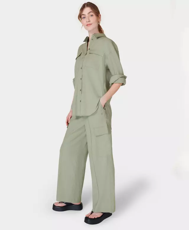 Sweaty Betty Summer Stretch Linen Utility Pants, Green
