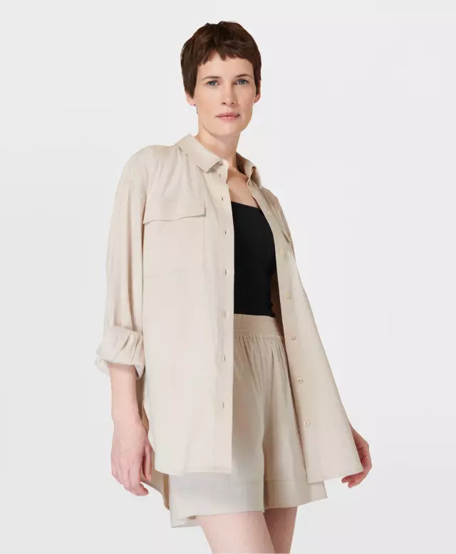 Sweaty Betty Summer Stretch Linen Utility Shirt, Neutral