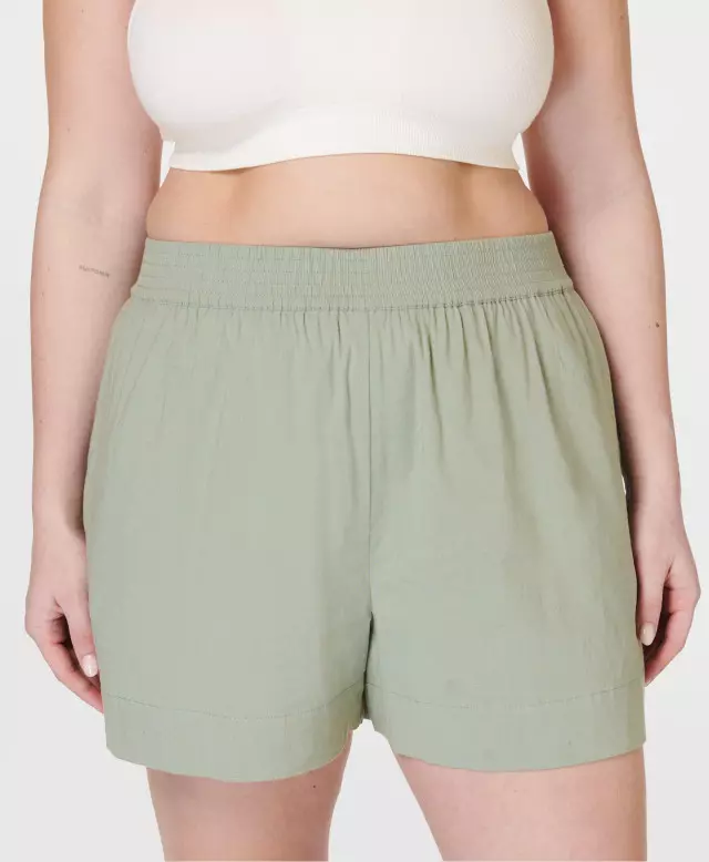 Sweaty Betty Summer Stretch Linen Shorts, Green