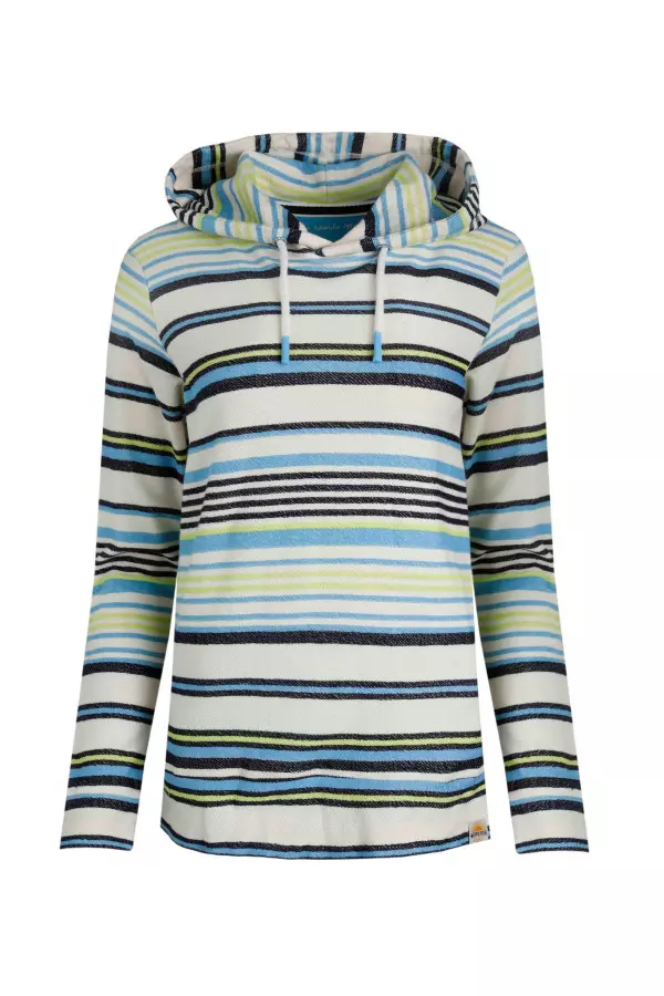 Weird Fish Serrin Organic Cotton Stripe Hoodie Blue Surf