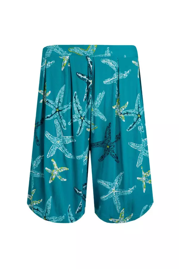 Weird Fish Celeste Eco Viscose Printed Shorts Lagoon Blue