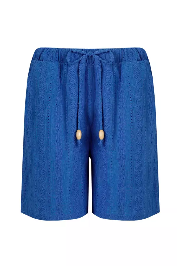 Weird Fish Mima Broderie Stretch Travel Shorts Cobalt Blue
