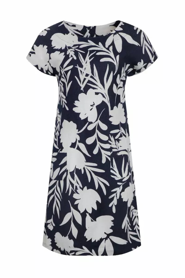 Weird Fish Orlando Linen Rich Pocket Dress Nightshade