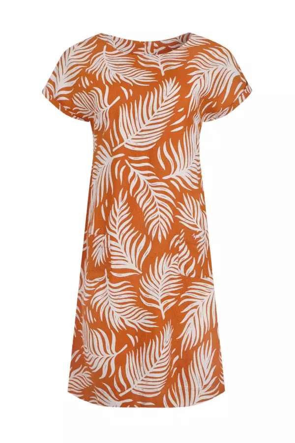 Weird Fish Orlando Linen Rich Pocket Dress Orange
