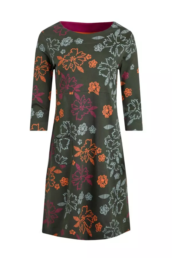 Weird Fish Starshine Organic Cotton Jersey Dress Fir Green