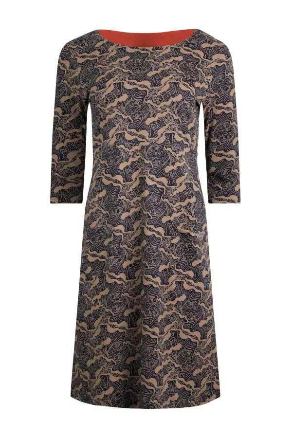Weird Fish Starshine Organic Cotton Jersey Dress Tan
