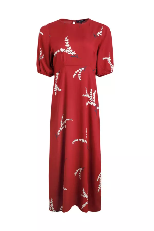Weird Fish Everly LivaEco™ Printed Viscose Dress Red
