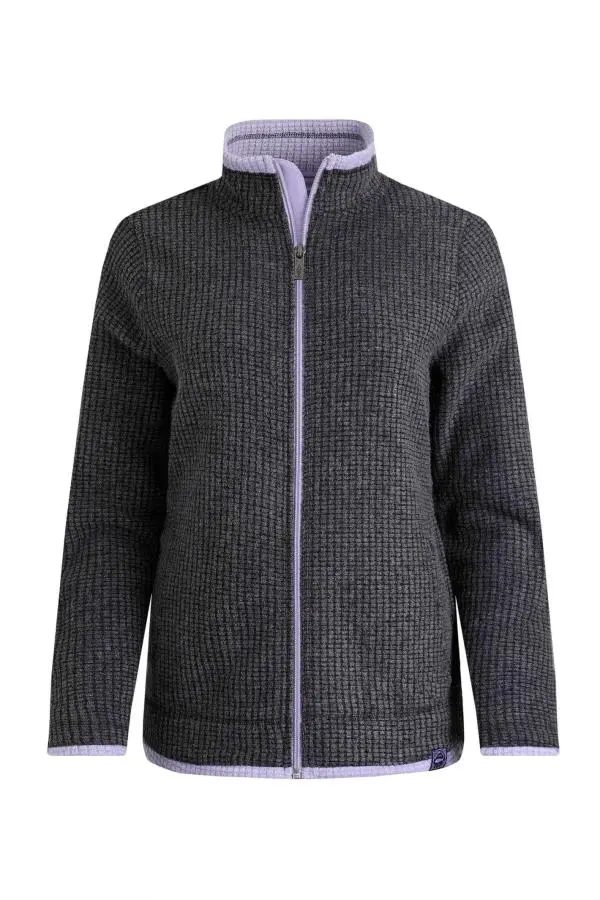 Weird Fish Ariana Full Zip Grid Fleece Washed Black 