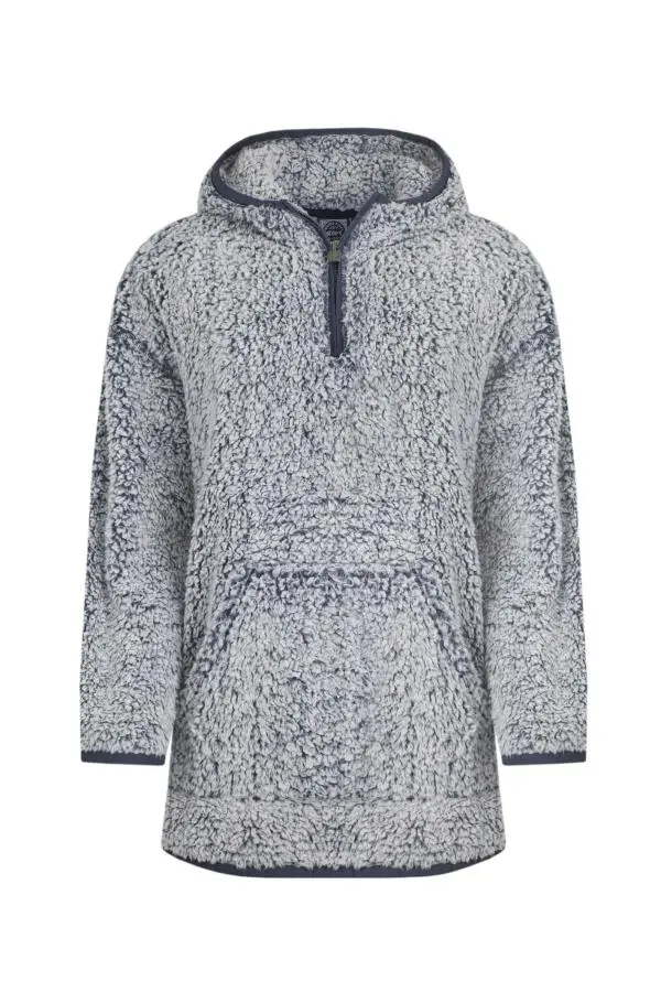 Weird Fish Faye Cosy Longline Fleece Hoodie Navy
