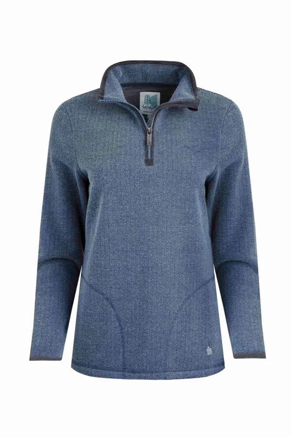 Weird Fish Lilie Eco 1/4 Zip Herringbone Fleece Navy