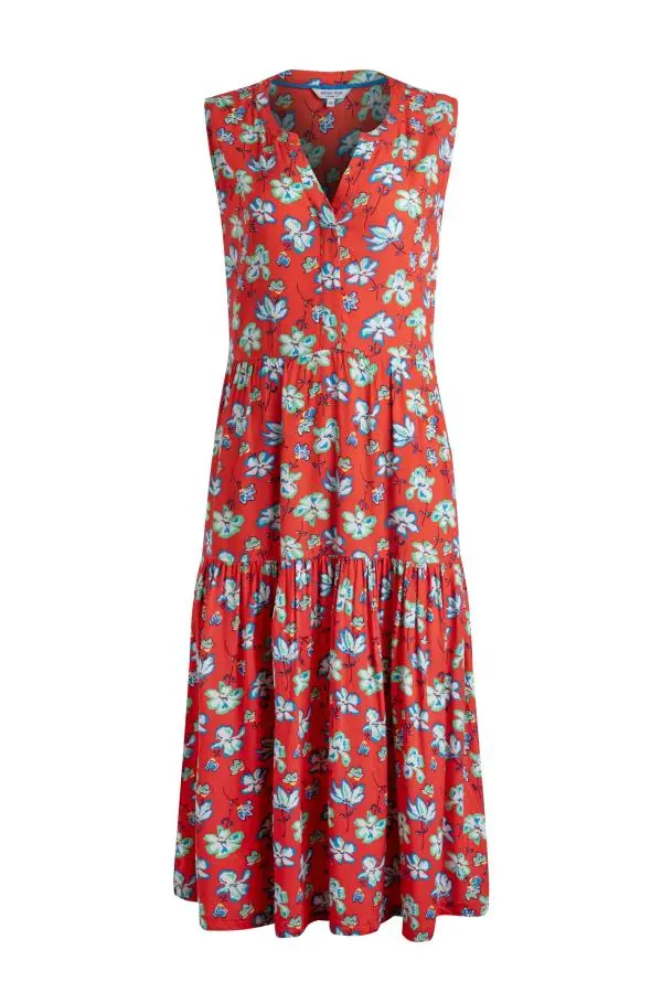 Weird Fish Mala Lenzing EcoVero™ Printed Sleeveless Dress Red