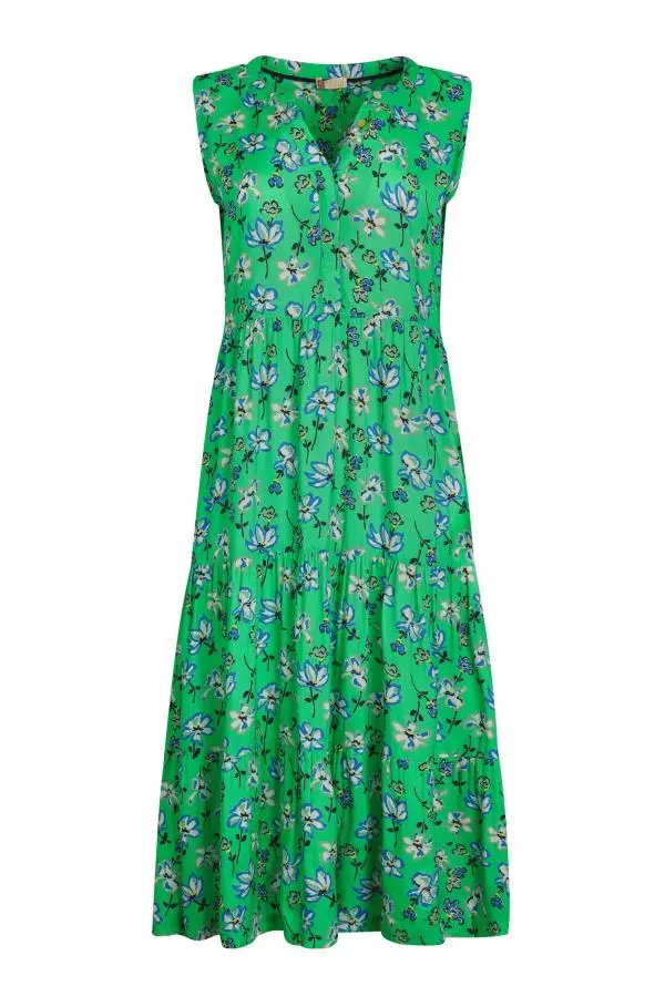 Weird Fish Mala Lenzing EcoVero™ Printed Sleeveless Dress Grass Green