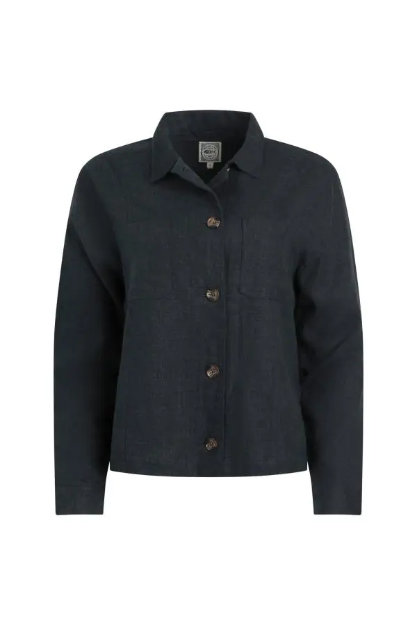 Weird Fish Karsten Relaxed Linen Jacket Navy