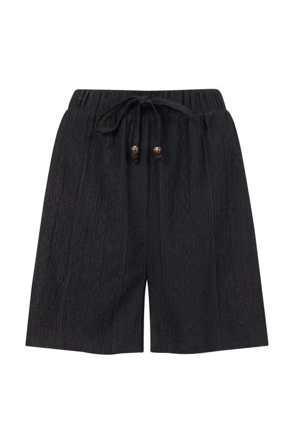 Weird Fish Mima Broderie Beach Shorts Black