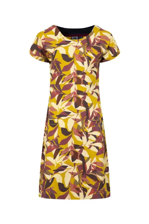 Weird Fish Tallahassee Organic Cotton Printed Jersey Dress Antique Moss