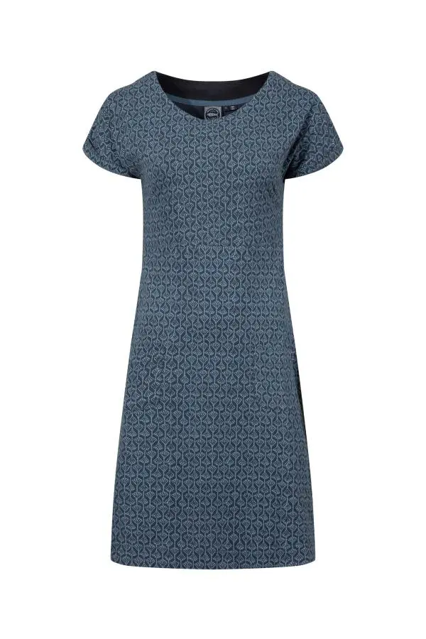 Weird Fish Tallahassee Organic Cotton Printed Jersey Dress Powder Blue