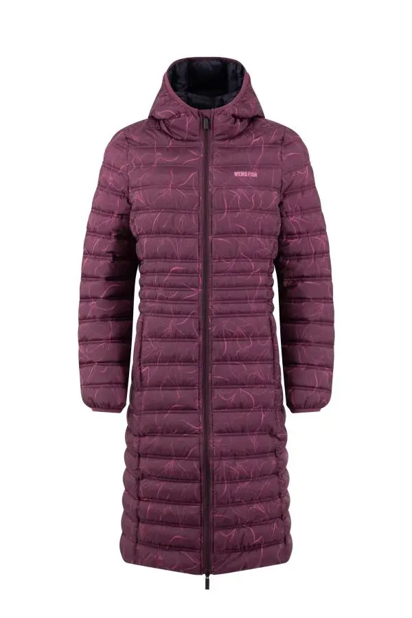 Weird Fish Iryssa Lightweight Padded Midline Hooded Jacket Raisin 