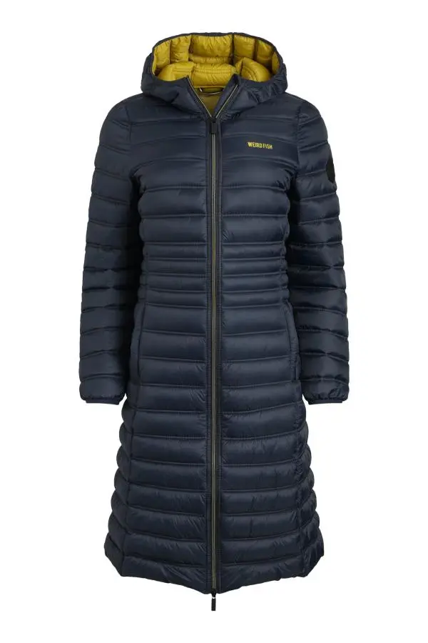 Weird Fish Ravinia Lightweight Padded Midline Jacket Navy Blue