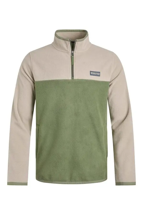 Weird Fish Tristan Colour Block Micro Fleece Artichoke