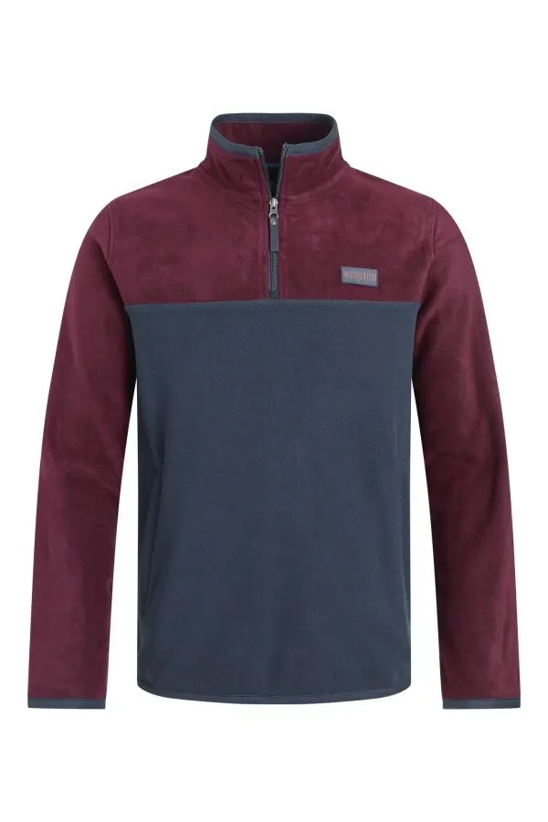 Weird Fish Tristan Colour Block Micro Fleece Aubergine